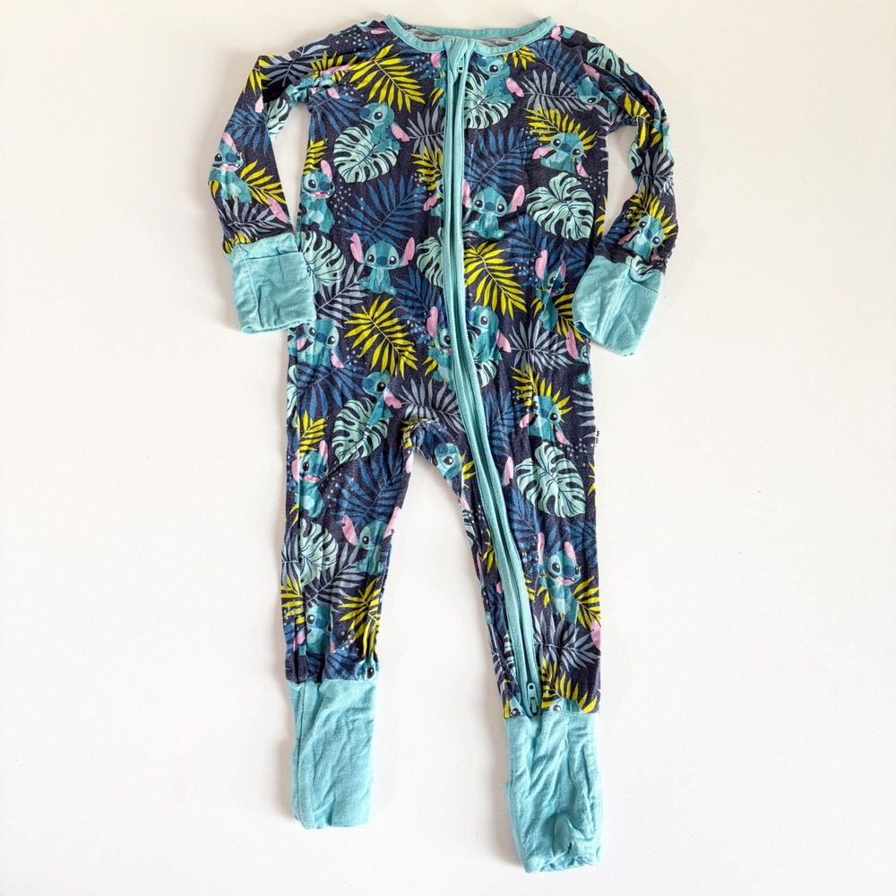 Little Sleepies Baby Bamboo Aloha Stitch Tropical Disney Zippy Romper Size 6-12M